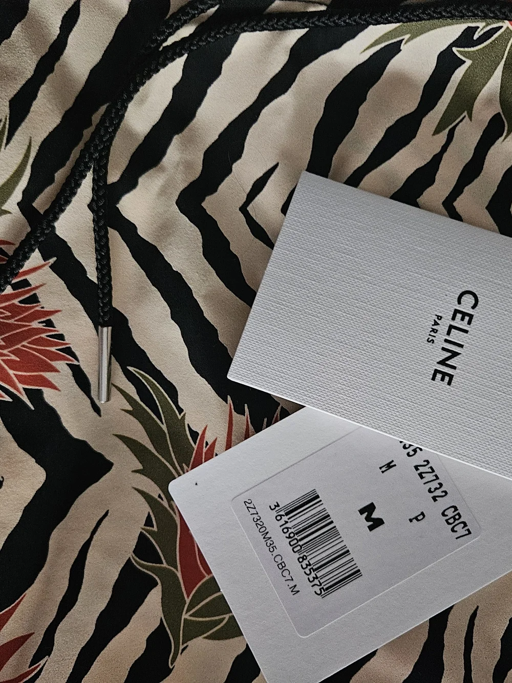 CELINE Zebra Print Floral SWIM SUIT MEN MED SIZE in Beige, Black & Red